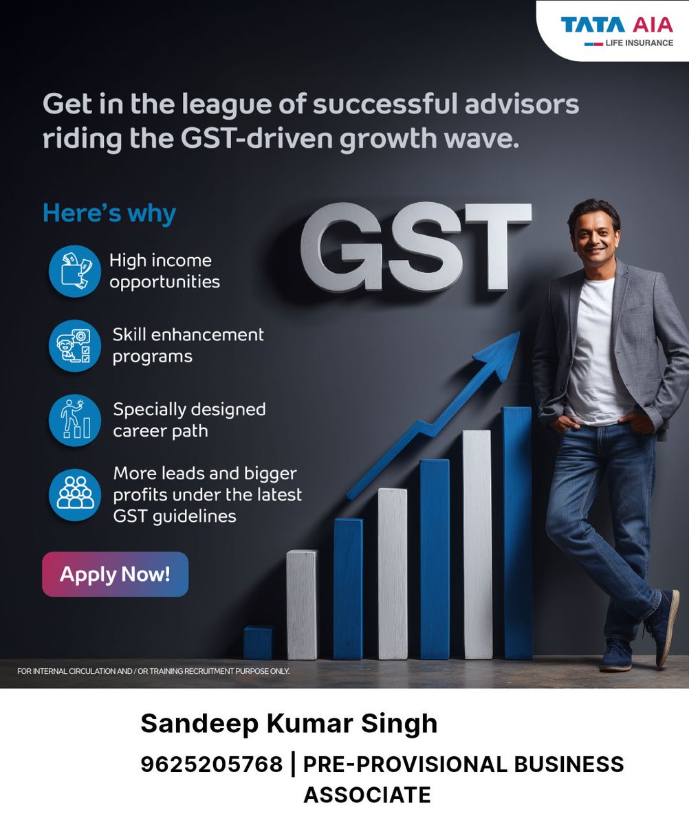 sandeepksingh_'s tweet image. Get in the league of successful advisors riding the GST-driven growth wave.

For more detailed information, click on my own TATA AIA web page-
 sandeepkumarsingh7.tataaiapartner.com/?tid=e2b4r

Sandeep Kumar Singh
9625205768