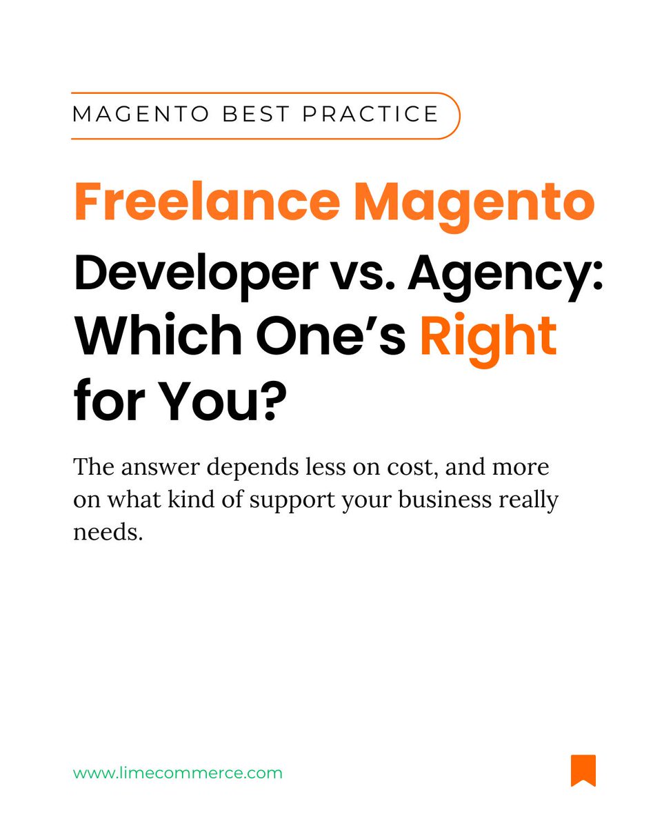 Limecommercecom's tweet image. Freelancer or Agency,
Which one should you build your Magento store with?
#Magento #MagentoDeveloper #Ecommerce #AdobeCommerce #ShopifyPartner #Limecommerce