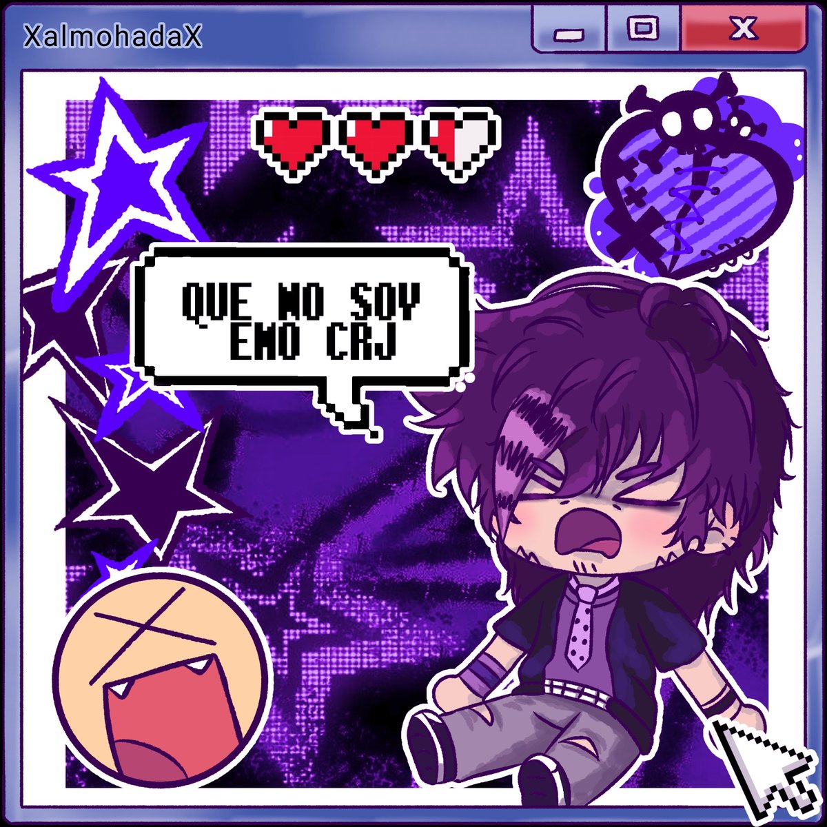 xalmohadax's tweet image. Día 4👻👻
_____________🐌💜⛓️🥀
NO SOY EMO, QUE NO SOY EMO 🗣💥💥‼️‼️ XD
#WBNStober2025 #duxofanart