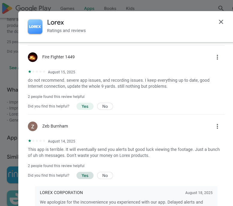 skylorecs's tweet image. Avoid Lorex Product(Lorex): {Brian- August 30, 2025- Whatever update they issued (right about the time they kept pestering with ads for cloud storage) it ruined playback, and it was pretty ba...r using Lorex again.}👎(in a shell=>Terrible Chinese Lorex)#2552178