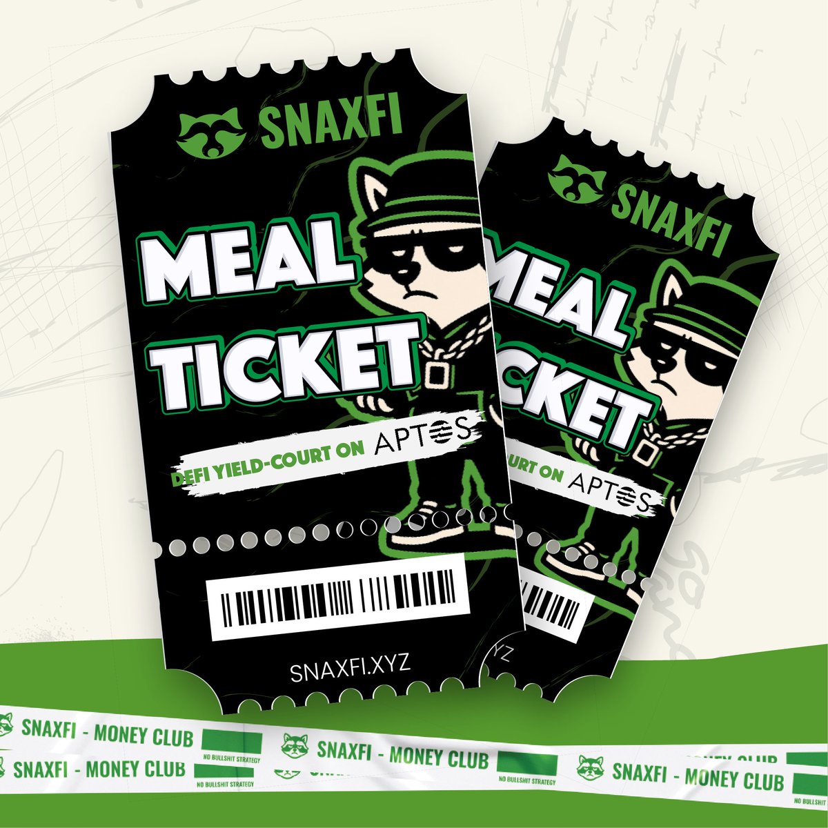 🥪🎫 /Meal Ticket/ — the lucky lil’ paper that scores you yummy snaccs on snaxfi.xyz 🍩✨

We might’ve missed the latest train to #ExperienceAptos 🌐 🚂💨 —but don’t worry, we’re still in the kitchen, nonstop cookin’ up yield! 👨‍🍳🔥

SnaxFi — the DeFi yield-court on