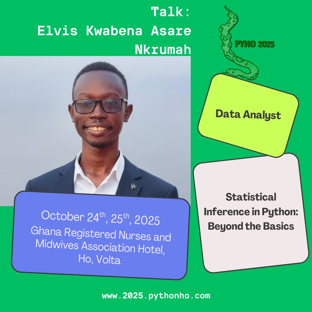 PythonHo's tweet image. Join us welcome Elvis to #PyHo2025 stage.
Elvis will take us โBeyond the Basicsโ with his talk on
๐ Statistical Inference in Python - diving deep into the analytical side of Python and how to leverage data insights for better decisions.
#PyHo2025 #PythonCommunity #DataScience