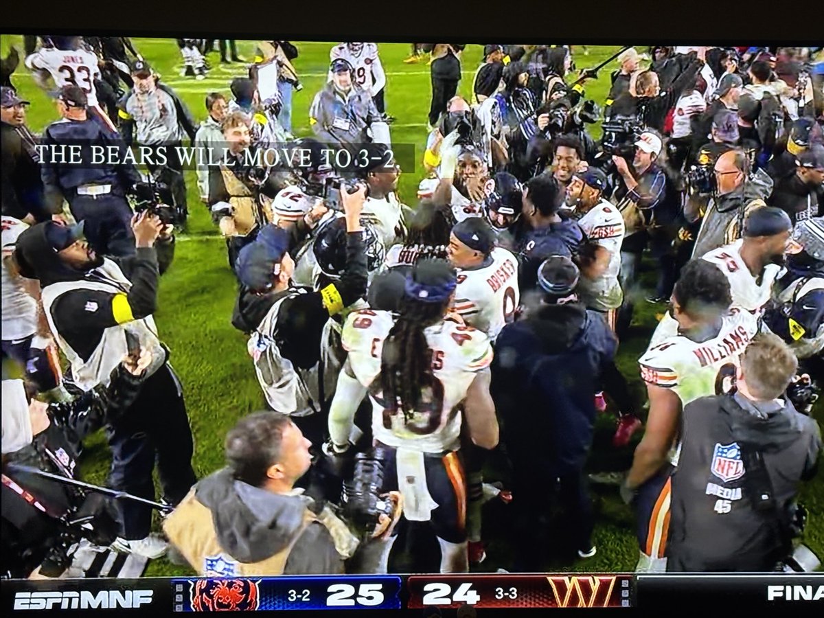 ⁦<a href="/ChicagoBears/">Chicago Bears</a>⁩ won vs ⁦<a href="/Commanders/">Washington Commanders</a>⁩ 25-24, after 3-point last minute FG. Commanders turned 3 of Bears, but the last minute fumble let the Bears clinch the win. ⁦<a href="/NFL/">NFL</a>⁩ #nflfootball #americanfootball
