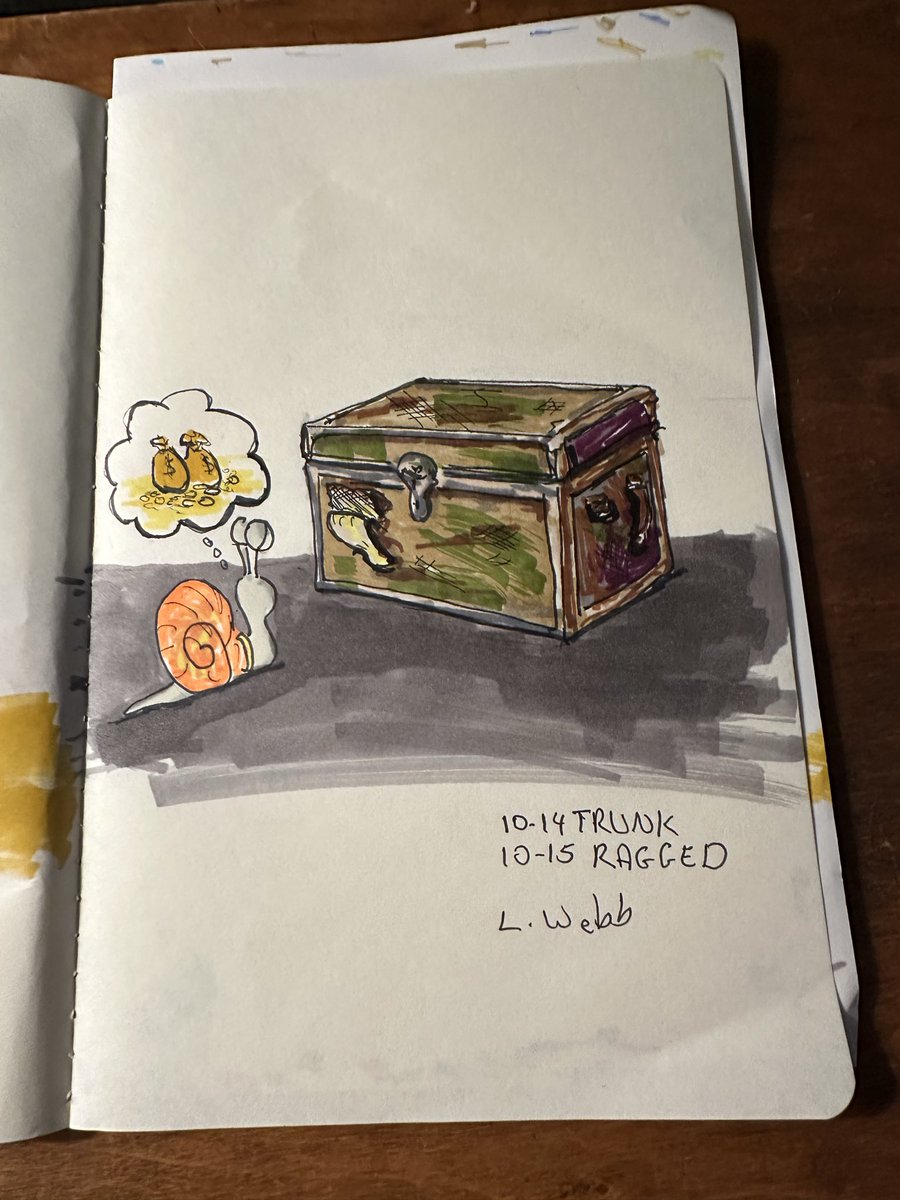 MLWebb's tweet image. #inktober2025 Days 14 &amp;amp; 15. Because my sketchbook only has 30 pages I have to double up on at least one page to get them to all fit. I thought I’d use “ragged” to describe the trunk.