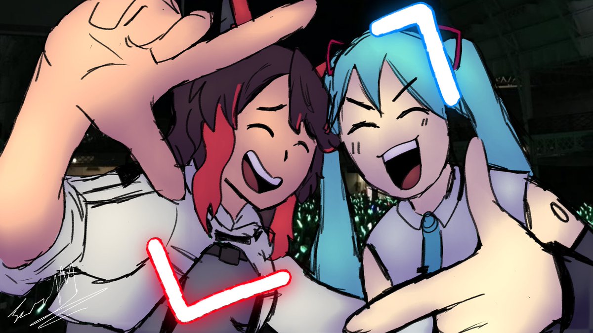 #Y45UArt <a href="/YasumiVT/">Yasu | VIGILANTE VTUBER | 🦊⚖️</a> #HatsuneMiku 
GRAAAAH Another one! Surprisingly took less time to make than the last one. I think I cooked!