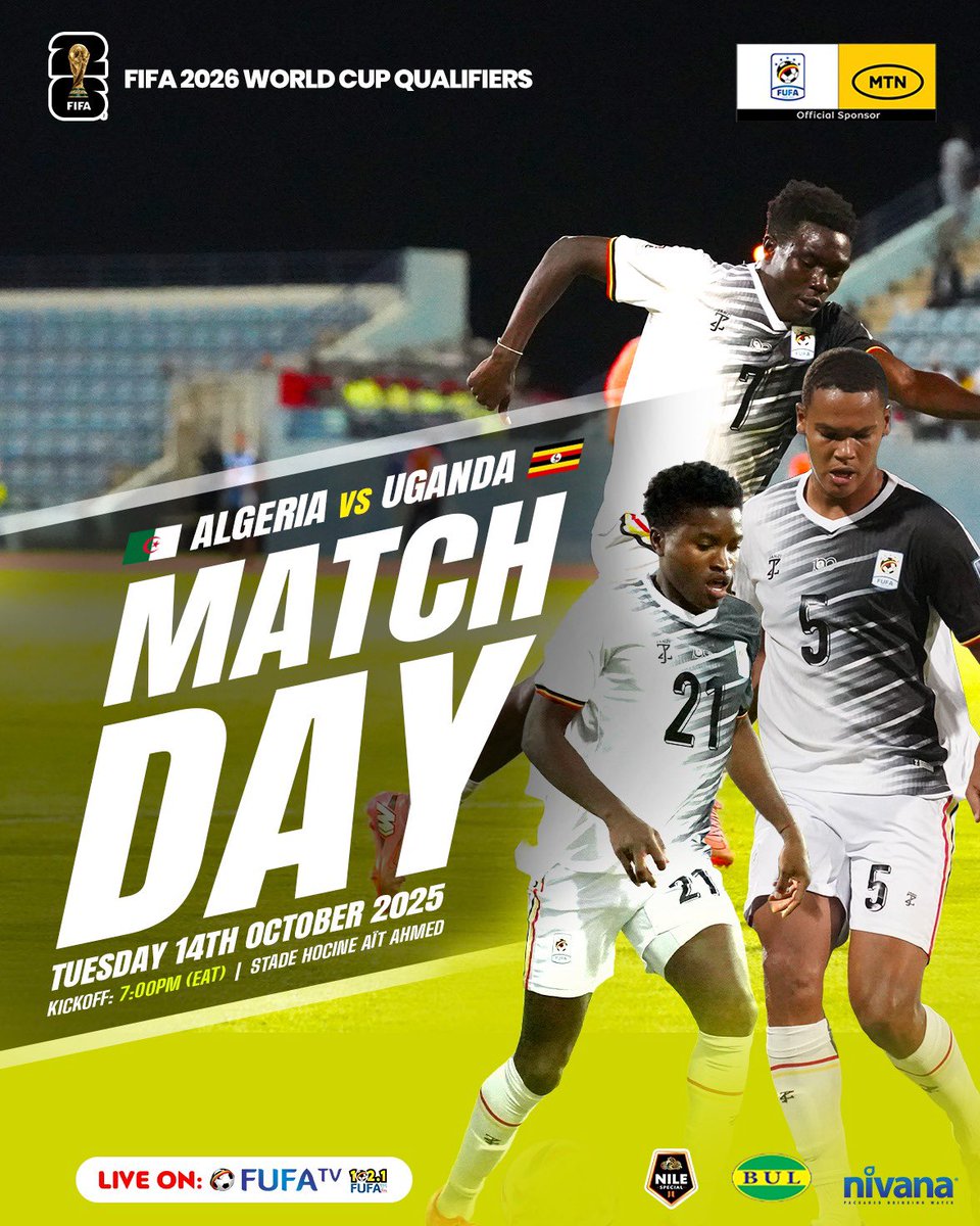 We have this one tonight (7pm) EAT
All eyes on Uganda 🇺🇬 Cranes taking on Algeria 🇩🇿 
#ALGUGA
#FIFAWorldCup