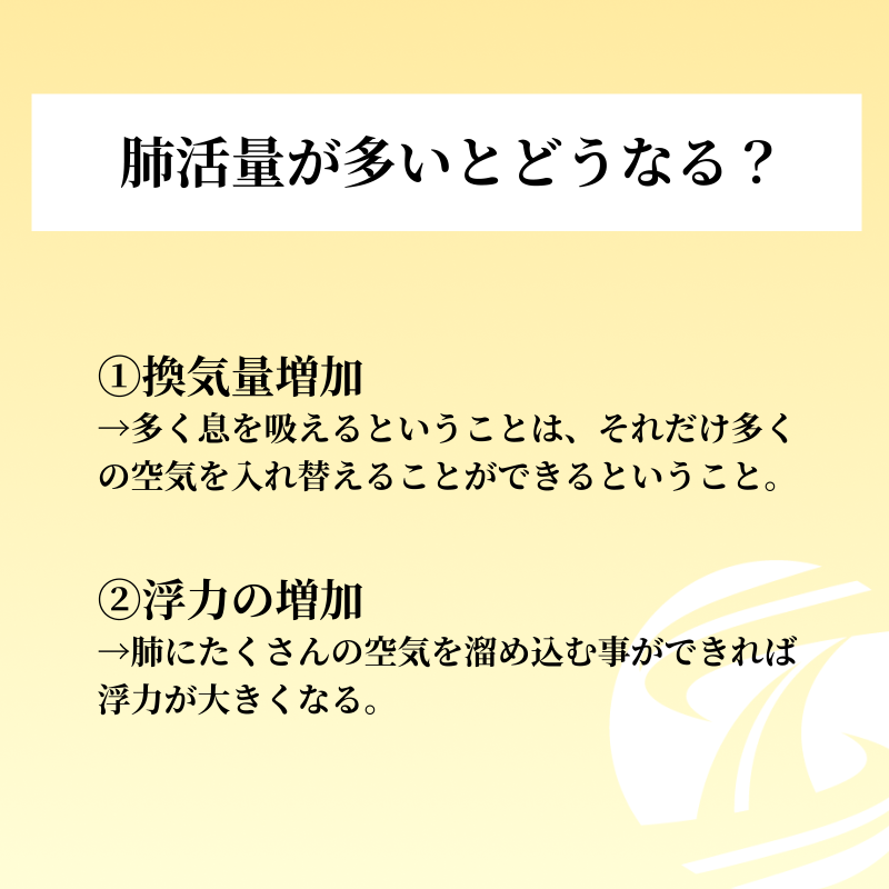 training__share's tweet photo. 【肺活量が多いと有利って本当？】

肺活量が多いと換気量や浮力に良い影響を与えます！

#トレシェア