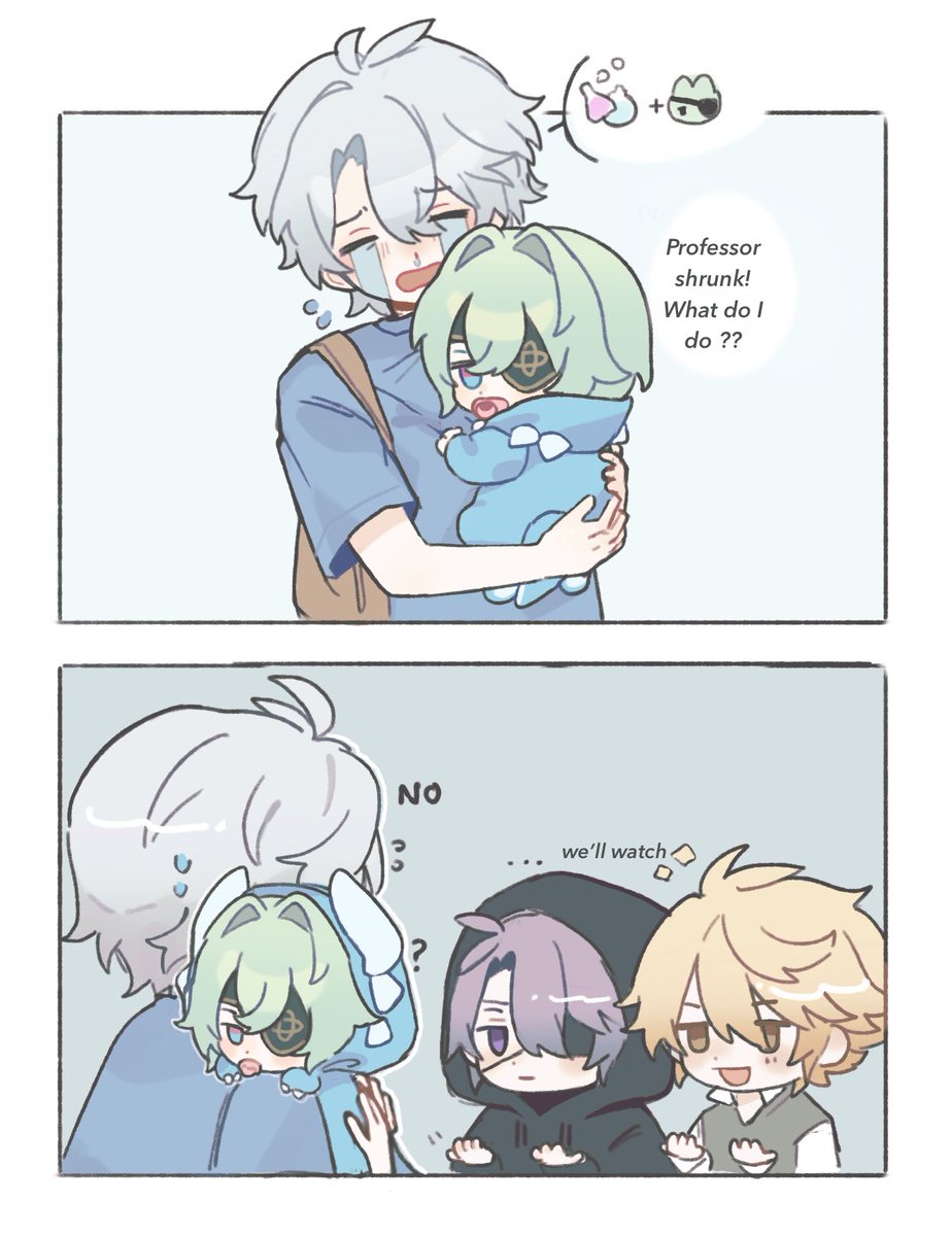 unsure when he’ll change back but at least he has 3 babysitters 
#phainaxa #phainon #anaxa