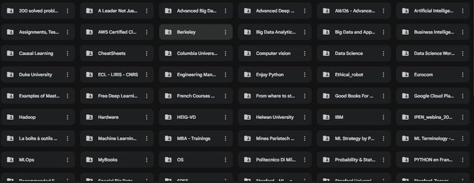 Tec_Fardin's tweet image. All FREE Courses on Google Drive 📚

Includes:
🎓 MBA
☁️ AWS
🐍 Python
💾 Big Data
📊 Data Science
📈 Data Analytics
🤖 Machine Learning
🧠 Artificial Intelligence

To get them:
1️⃣ LIKE &amp;amp; RETWEET [MUST]
2️⃣ Comment “SEND”
3️⃣ Follow me (so I can DM you)