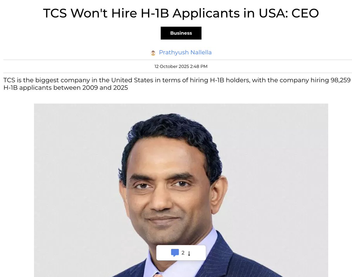 macroschema's tweet image. #TCS is the largest employer of H-1B visa holders in the US, having hired 98,259 applicants between 2009 and 2025, according to data. The company hired 5,505 H-1B applicants in 2025 alone, ahead of tech giants such as Microsoft, Meta, Apple and Google.