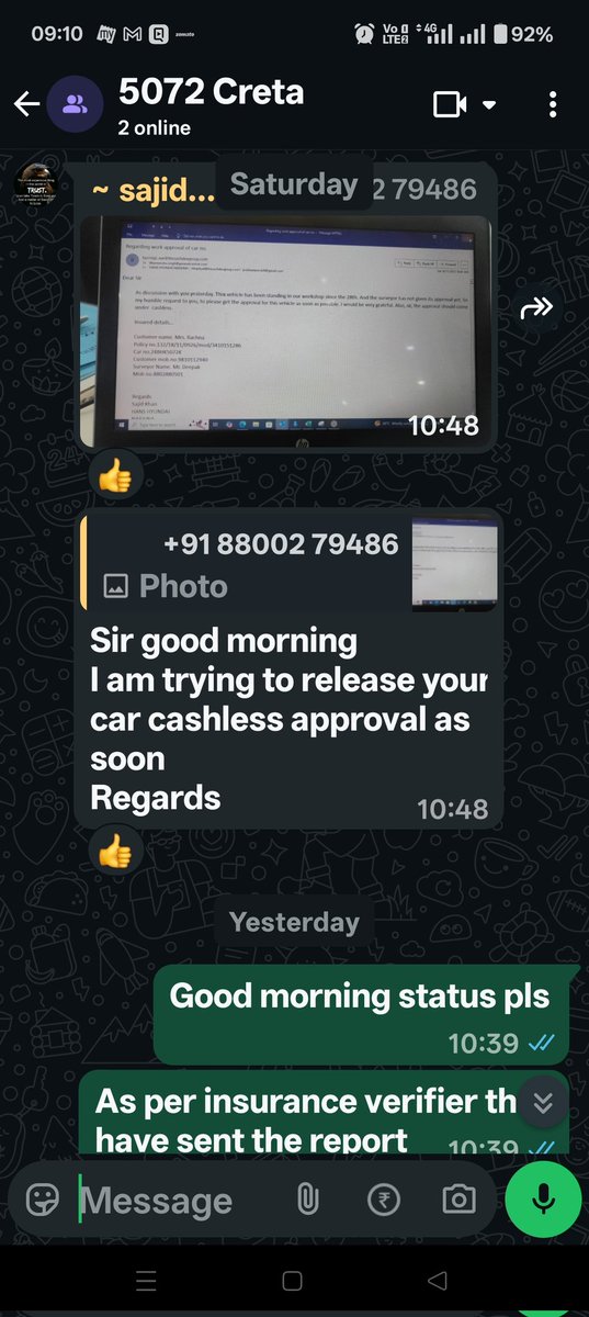 prashantarora00's tweet photo. @GeneraliFuture @HyundaiIndia @Hyundai_Global @alok_rungta I took a policy on 19/09, met with an accident n 23/09 nd hd  vald plcy  my car is at hans Hyundai wrkshp snc 26/09 nd thr is no news.what a pathetic way to handle genuine https://t.co/q0bYIoqU5j was also sold by hyundai https://t.co/Va46jgn0M9