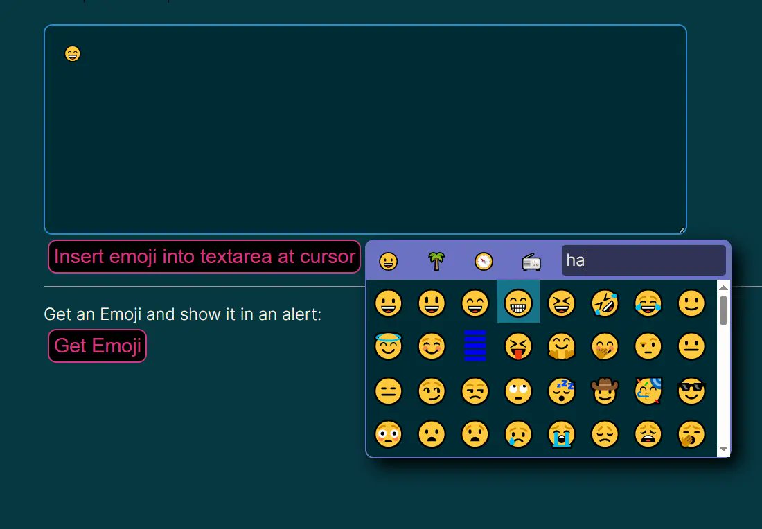jqueryscript's tweet image. Faceclick: a vanilla JavaScript emoji picker that adds searchable emoji selection to text inputs. 

👉 cssscript.com/emoji-picker-f…

Key features:
• Single JS file with minimal CSS, no dependencies
• Keyword search using Unicode emoji tags
• Groups emojis into browsable categories…