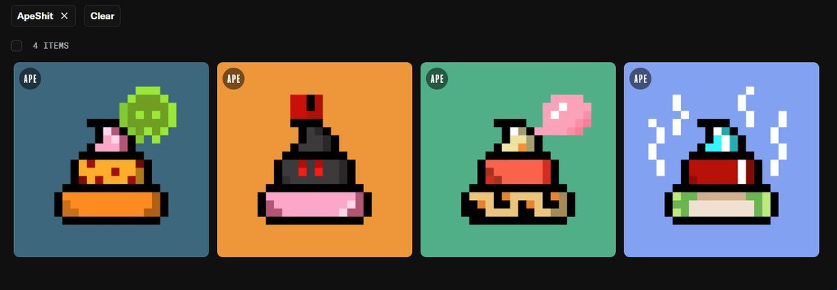 glintdotcro's tweet image. Check this shit out...

Started an @ApeShitOnApe collection.

💩 opensea.io/collection/ape…