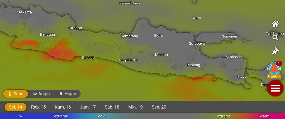 Wilayah yang diprakirakan mempunyai potensi paparan panas ekstrim 🔥🔥🔥untuk hari ini, Selasa 14/10/25