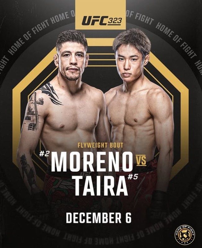 決まりました！

平良達郎、大一番です！

「ブランドン・モレノ」

彼がいなかったら不人気だったUFCフライ級は無くなっていたかもしれない。

彼がDJが抜けたUFCフライ級でフィゲイレードと激闘を繰り広げてメキシコ人初のUFC王者となった事でフライ級のストーリーは続きました。