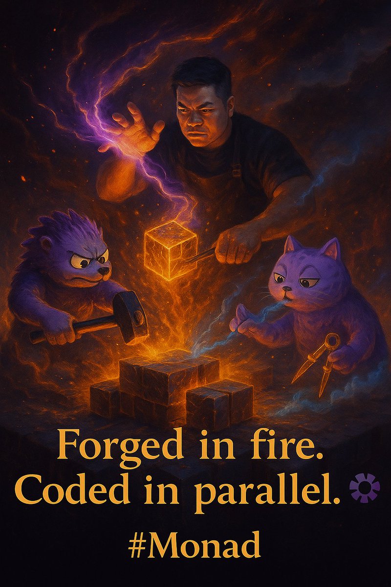 ged_ld's tweet image. Forged in fire. Coded in parallel. 💜⚙️
In the cosmic forge of Monad, creation isn’t written — it’s built.
#Monad #MainnetArc @monad