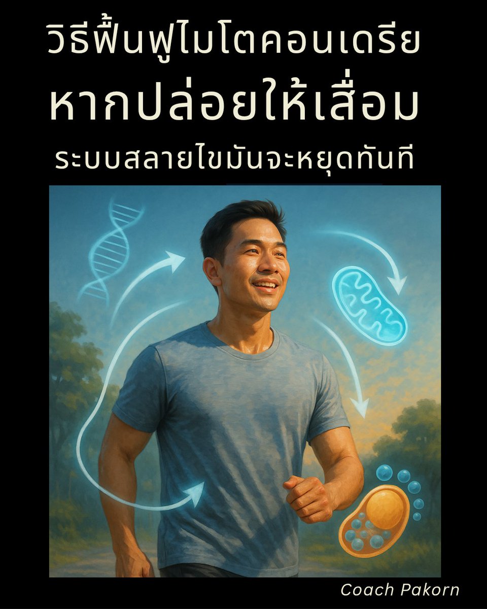 #วิธีฟื้นฟูไมโตคอนเดรีย หัวใจสำคัญของการเผาไขมันที่ไม่ค่อยมีคนพูดถึง (Mitochondria System) *หากปล่อยให้เสื่อมระบบสลายไขมันจะหยุดทันที
📝 อยากรู้ไหม? กดลิงค์อ่านฉบับเต็มได้เลย  👉      facebook.com/share/p/15SHQq…

#ลดความอ้วน #ลดน้ำหนัก #ลดไขมัน #ลดพุง  #โค้ชปกรณ์ #อาหารคลีน