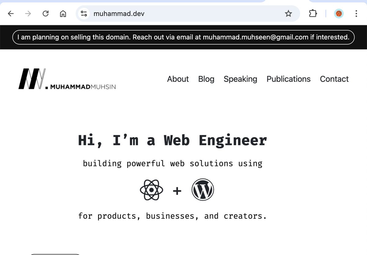 muhsinlk's tweet image. Planning to sell muhammad.dev domain since I have a .com with my name on it now!

DMs open!