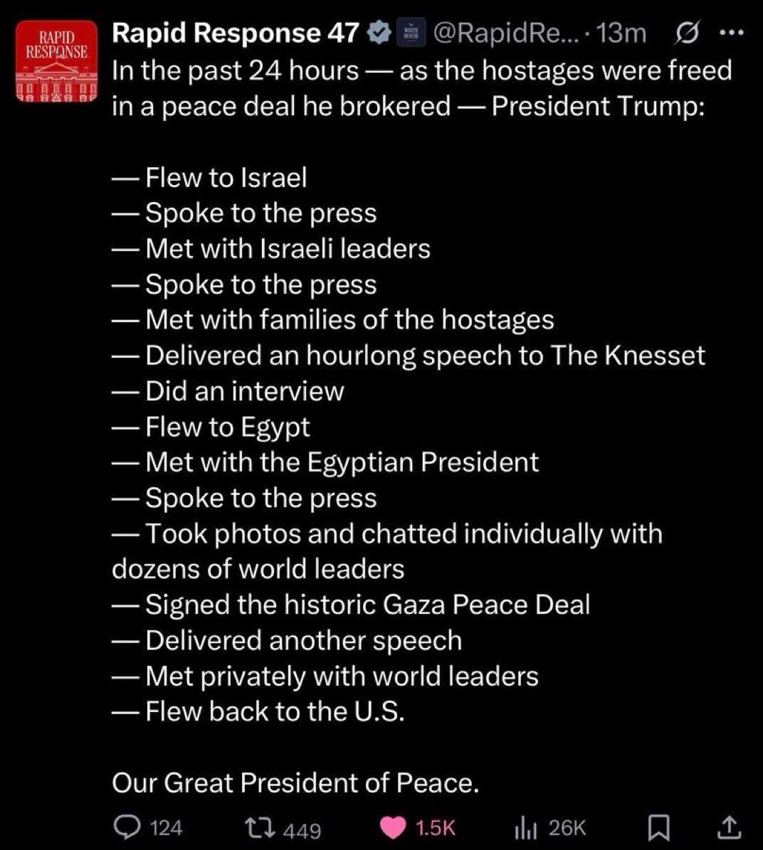 This is what President Donald Trump’s done in the past 24 hours… The man is a machine.