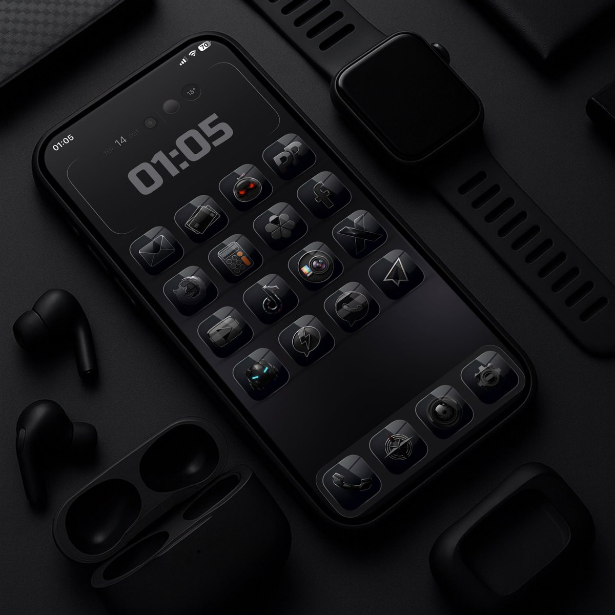 🔥NEW SETUP🔥

Mockup by mLite
Wallpaper by Layerone
Icon Pack Obsidian Black by Layeroe
Widget by Smart Wallpaper Art
AE by Layerone
iPhone 11 Pro Max with IOs 26

Do you wanna buy these icons?  layerone4.gumroad.com/l/mebmos