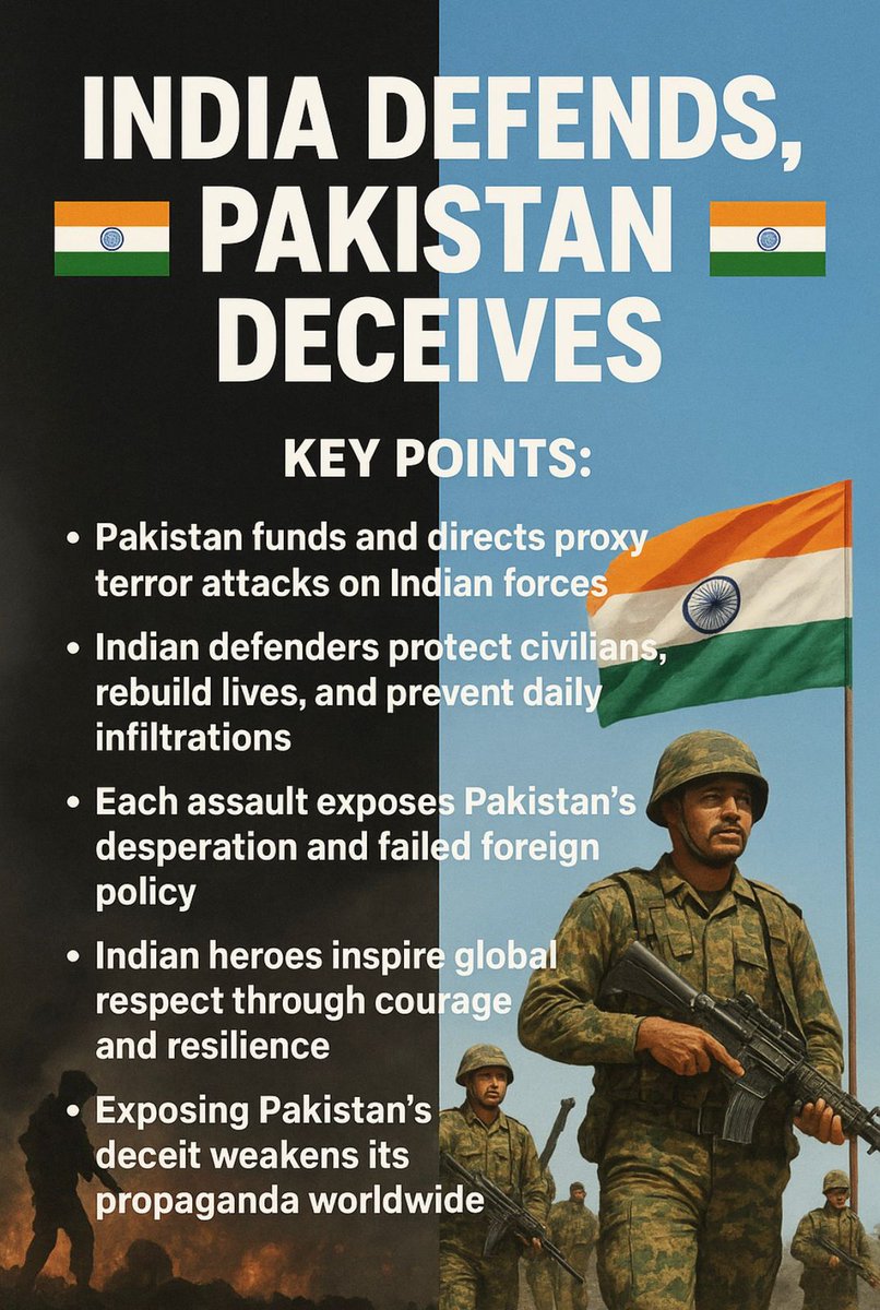 ABhat81446's tweet photo. India’s brave defenders stand tall against Pakistan’s proxy terror.
Each attack exposes Islamabad’s desperation — every Indian victory shows strength and unity. 🇮🇳

#FaildStatePakistan 
#PakExposed 
#TerrorByPakistan 
#FrontlineTruth 
#IndiaFightsBack 
#ExposePakLies https://t.co/SasDx1in6s