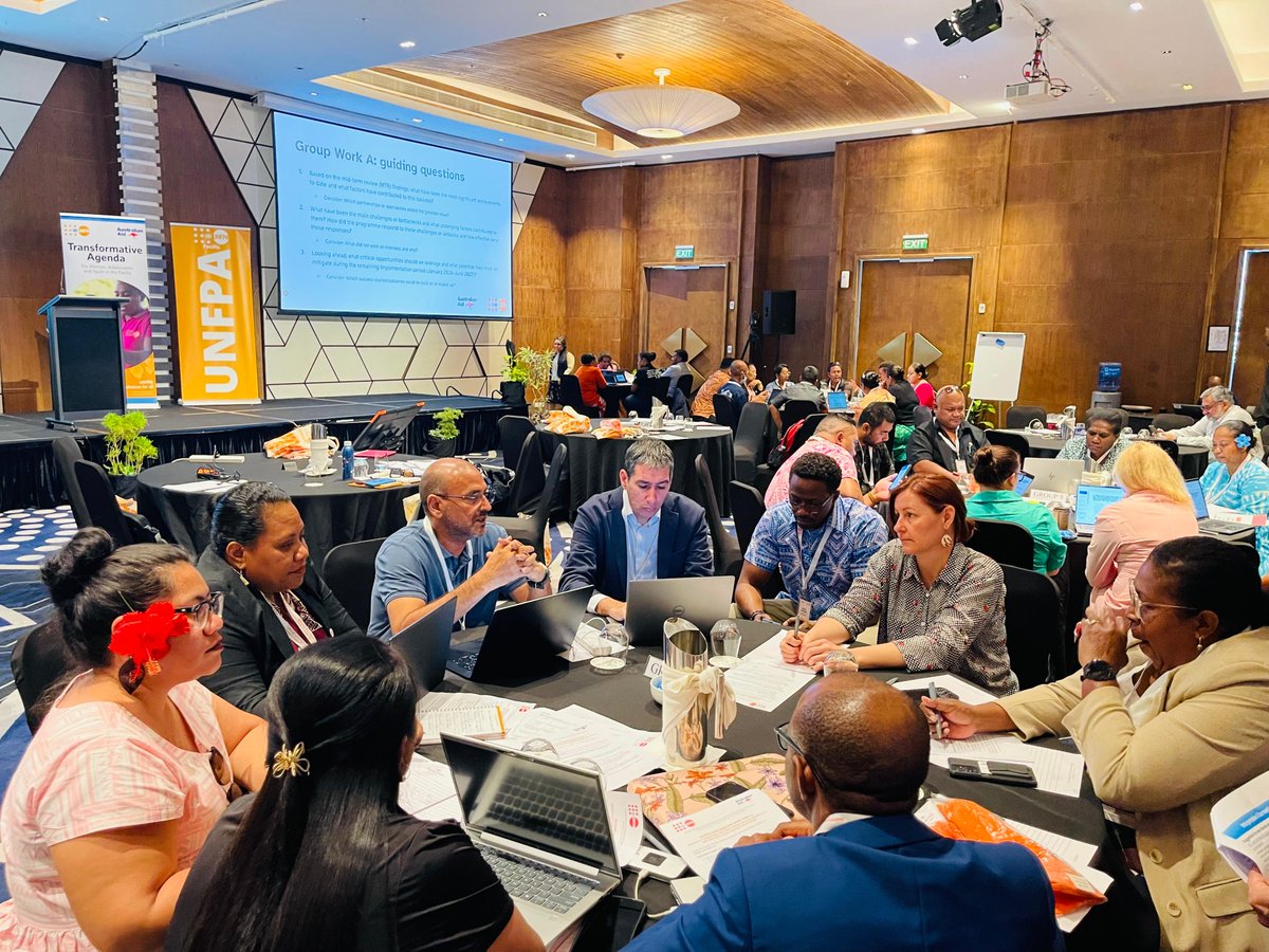 UNFPAPacific's tweet photo. Deep in discussions at the Transformative Agenda 2 Mid-Term Review — reflecting on achievements, challenges, lessons, and opportunities ahead. Together, we’re charting a stronger course for the final phase.
#UNFPA #RegionalMeeting #Partnerships #Development #ProgramReview #TA2 https://t.co/GN87gCiU3m