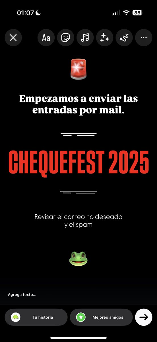 Atención 🚨🚨🚨

A revisar los mails que empezamos a enviar las entradas de la #ChequeFest2025