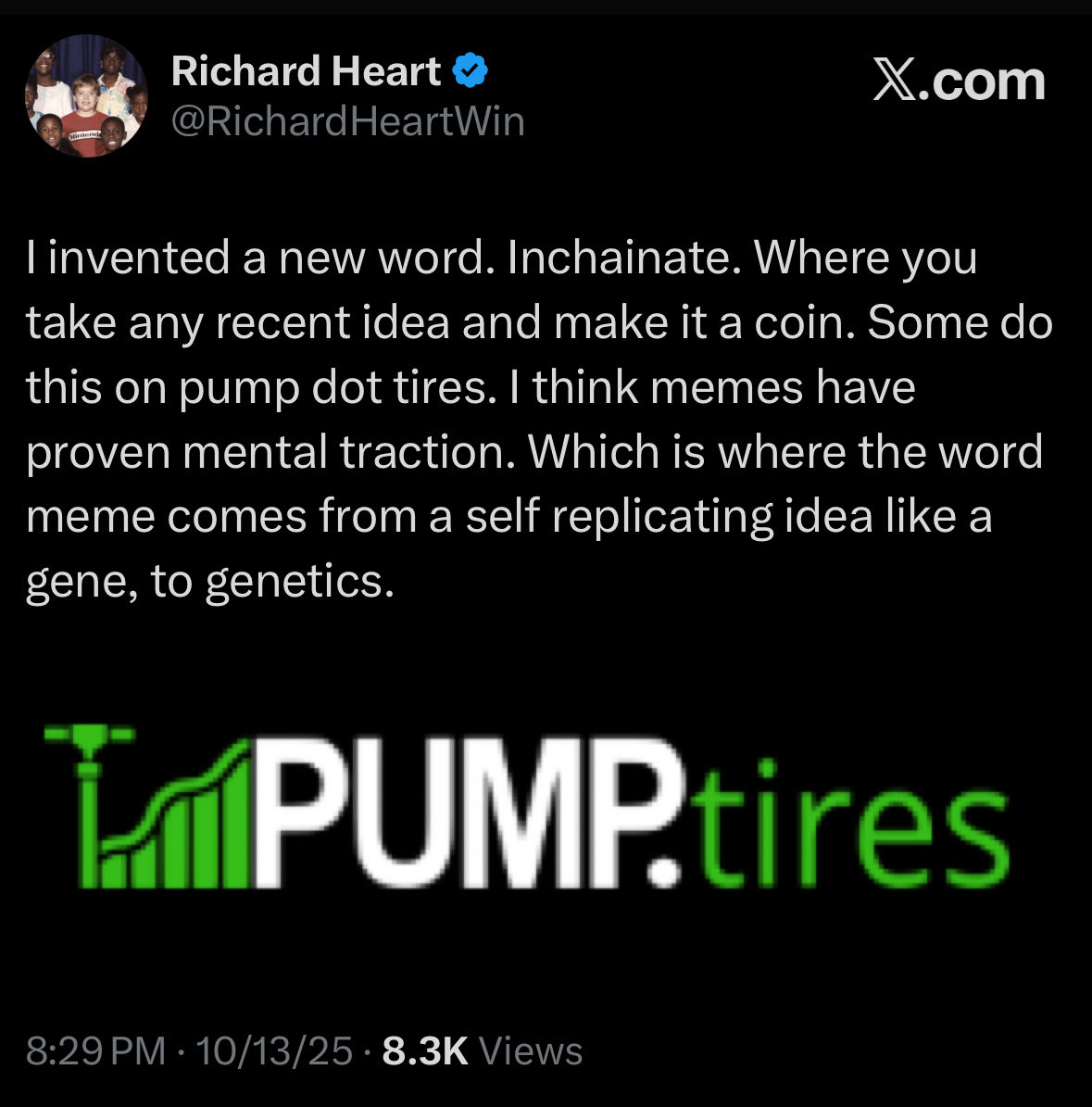 Could it be anymore clear? Richard is endorsing the creation of memecoins on Pump Tires. Why do you think that is?
