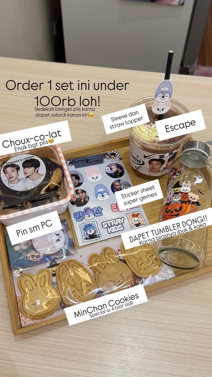 Special event Bangchan &amp; Leeknow Day sudah mulai yaa sugar! 1 paketnya under 100rb sudah dapat choux, drink, dan cookies. Freebiesnya juga gemes-gemes banget lohh😆

Eventnya cuma sampai 26 oktober yaa jadi jangan sampai ketinggalan✨

#fancafe #straykids #stay #cafebsd