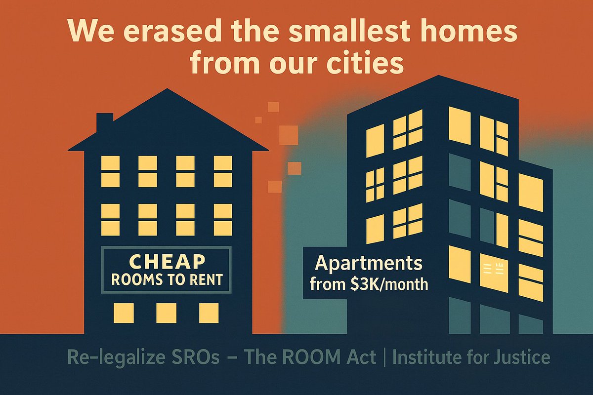 LegeLawyer's tweet image. SROs weren’t "blight". They were community. They were independence. They were the first rung on the housing ladder for millions.

It’s time to bring them back.

👉 Watch this space for the launch of @IJ's ROOM Act.

#Housing #ZoningReform #SROs #YIMBY