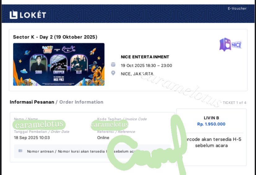 Caramel0tus's tweet photo. wts want to sell sector k 

🎫 1 tix livin b - day 2 
🎫 tiket di urus s/d jd wb
💵 harga sesuai web (Qn <250)
🫶🏻 masuk bareng sama temen ku jadi tidak sendiri

tags. wtb enhypen suho illit exo nice mandiri livin festival 2025 jakarta day 2

💌dm me ya!

#suhoexo #enhypen #illit https://t.co/T4Qb3Oe4rQ