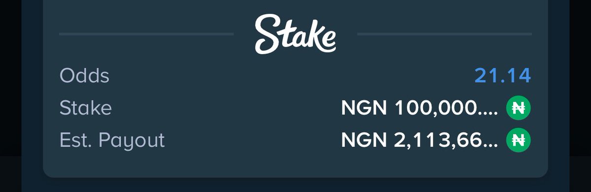 93 odds stake.com/sports/home?be…

21 odds stake.com/sports/home?be…

REGISTER A STAKE ACCOUNT VIA LINK stake.com/?c=f213c5ba25&…

Use Promo code banks for weekly airdrops and bonuses 

Dm t.me/RealJoyEpos for bet deposits and enquiries, 💯 reliable. ✅
 
Join