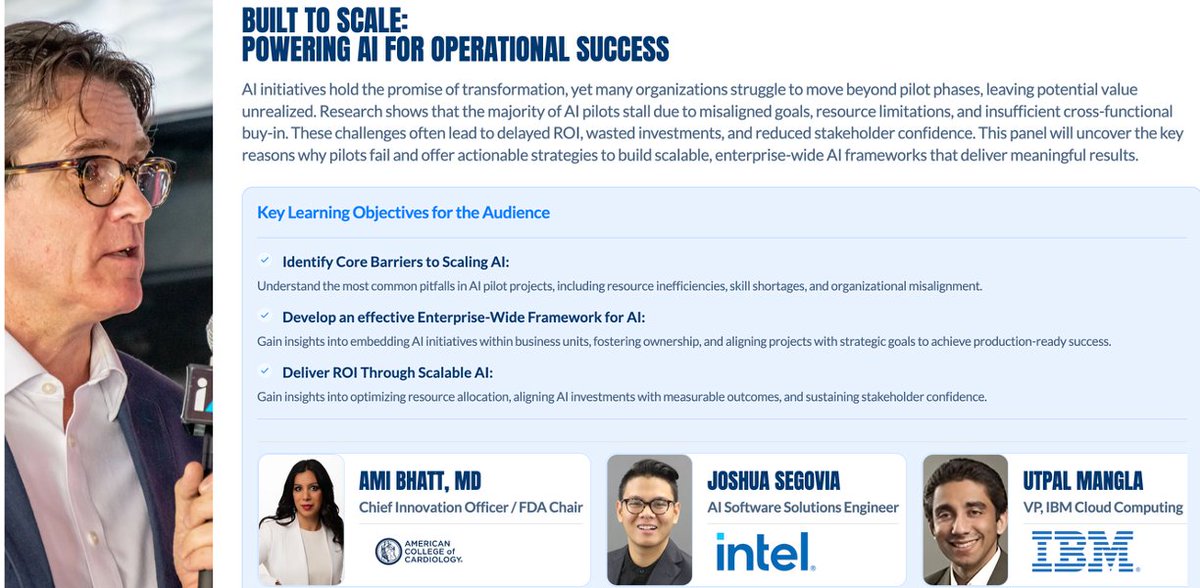 Great sessions &amp; panel at the 2025 Leaders In AI Summit in Boston

Focus on: 
(1) Built to Scale 
(2) Identify Core Barriers to Scaling AI
(3) Powering AI For Operational Success
(4) Developing an Enterprise-Wide Framework for AI 
(5) Deliver ROI through Scalable AI
