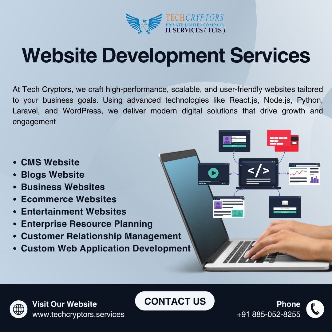 TechCryptors's tweet image. Build your dream website with Tech Cryptors💻
📞 wa.me/918850528255
📩 sales@techcryptors.services
🌐 techcryptors.services
#WebDevelopment #EcommerceWebsite #ITServices #ITCompany #SoftwareDevelopment #AIService #TCIS #TechCryptorsItServices #TechCryptorsPrivateLimited