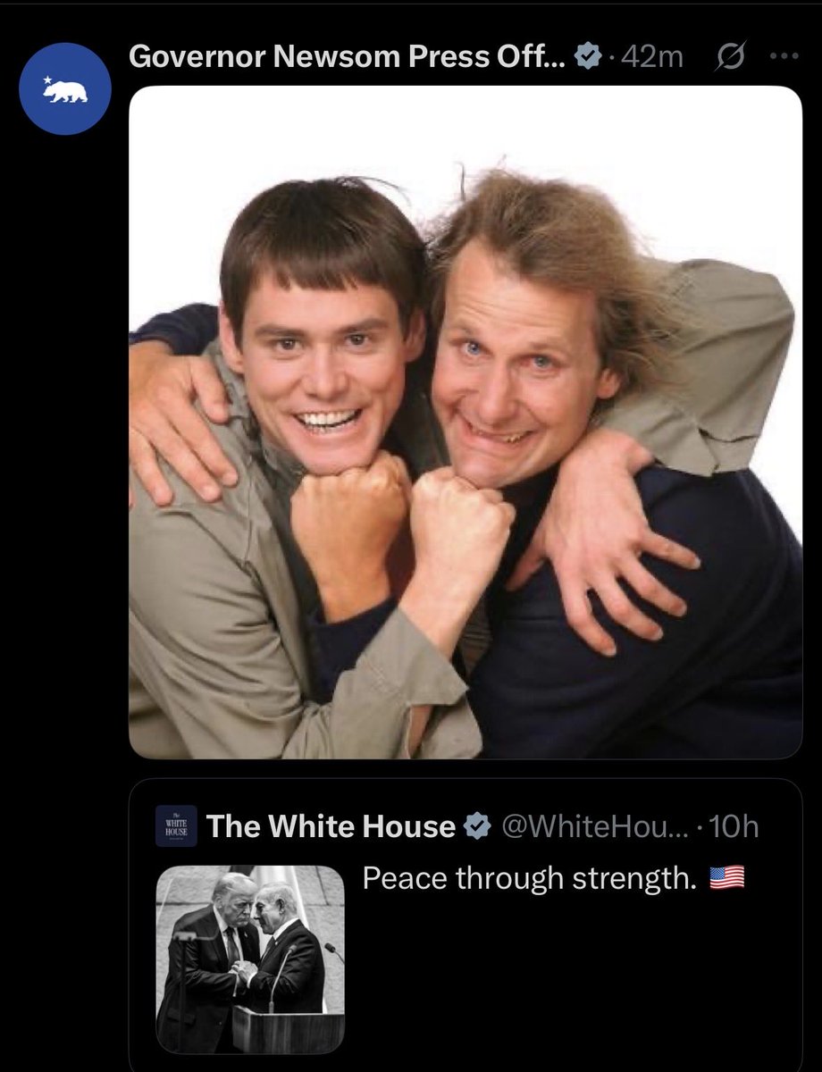 OCGOP's tweet image. Israeli hostages are released. An historic peace deal is signed. Nations rejoice.
And this is how California’s governor reacts.
He’s a child surrounded by idiots.