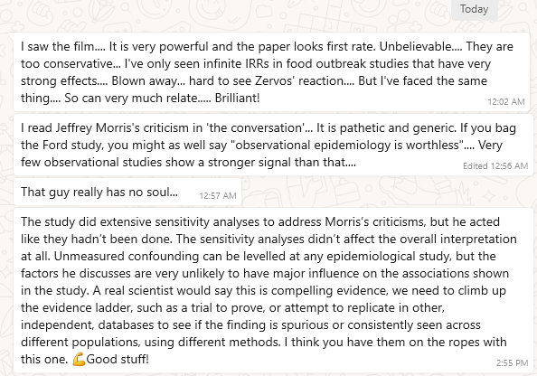 Eval of the Zervos study from an epidemiologist friend who doesn't want to be fired:
