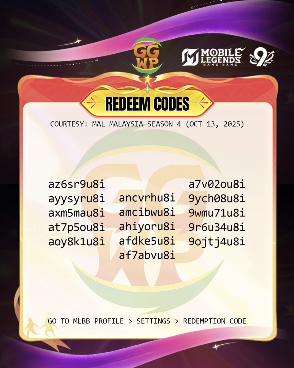 iamwillygg's tweet image. Where to hunt #redeemcode/s for 2024 Tournament Chest Level 3? WATCH MAL Malaysia & see triggers (codes are being flashed @ the bottom part of the screen).
NOTE: "u8i" can be redeemed 10x per account. Otherwise, the result would be "EXCEEDS EXCHANGE AMOUNT LIMIT". #GGWillyPlayed