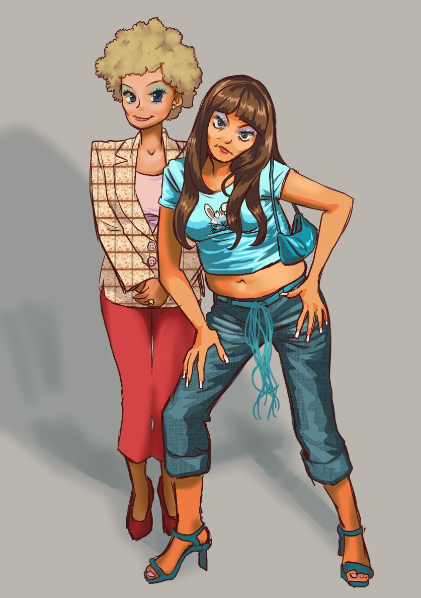 I drew Kath and Kim from the Australian Comedy sitcom Kath and Kim.