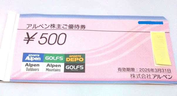 アルペン株主優待9500円分
