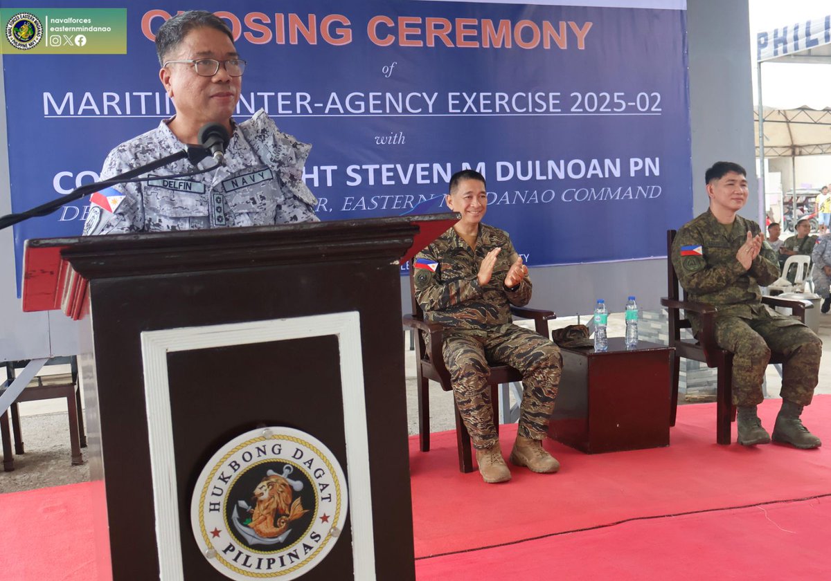 Philippine_Navy's tweet image. IN PHOTOS | PH #Navy in Eastern Mindanao Concludes Maritime Inter-Agency Exercise 2025-02 🇵🇭
👉🏽web.facebook.com/share/p/1Aex9c…
#ProtectingtheSeasSecuringOurFuture
#ModernandMultiCapablePHNavy
#OneAFPOnePhilippines
#StrongAFPStrongPhilippine