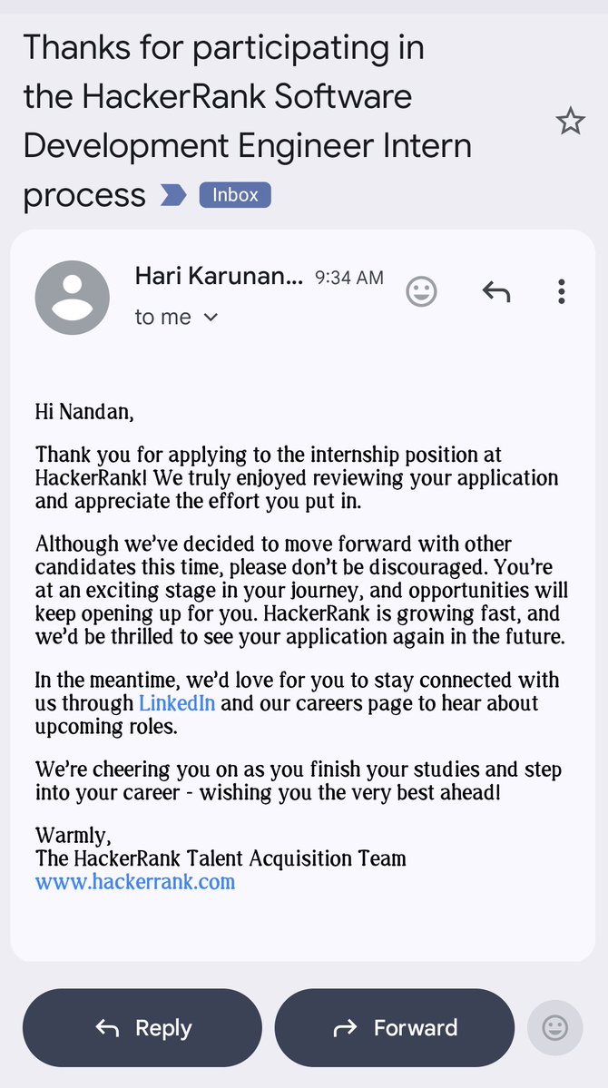 coder_nandan's tweet image. Overwhelmed with 99+ rejection emails flooding my inbox . Another 'thanks but no thanks' from HackerRank. Feeling lost, but I’ll keep pushing.
#JobHuntStruggles #NeedABreak