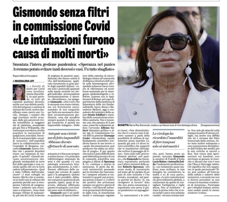 ‼️Maria Rita Gismondo: una grande professionista, una grande donna! 
Finalmente una seria professionista che ha esposto in Commissione Parlamentare Covid tutte le centrali e crudeli verità della strage commessa in Italia da Speranza &amp; Co.: dalle sistematiche intubazioni negli