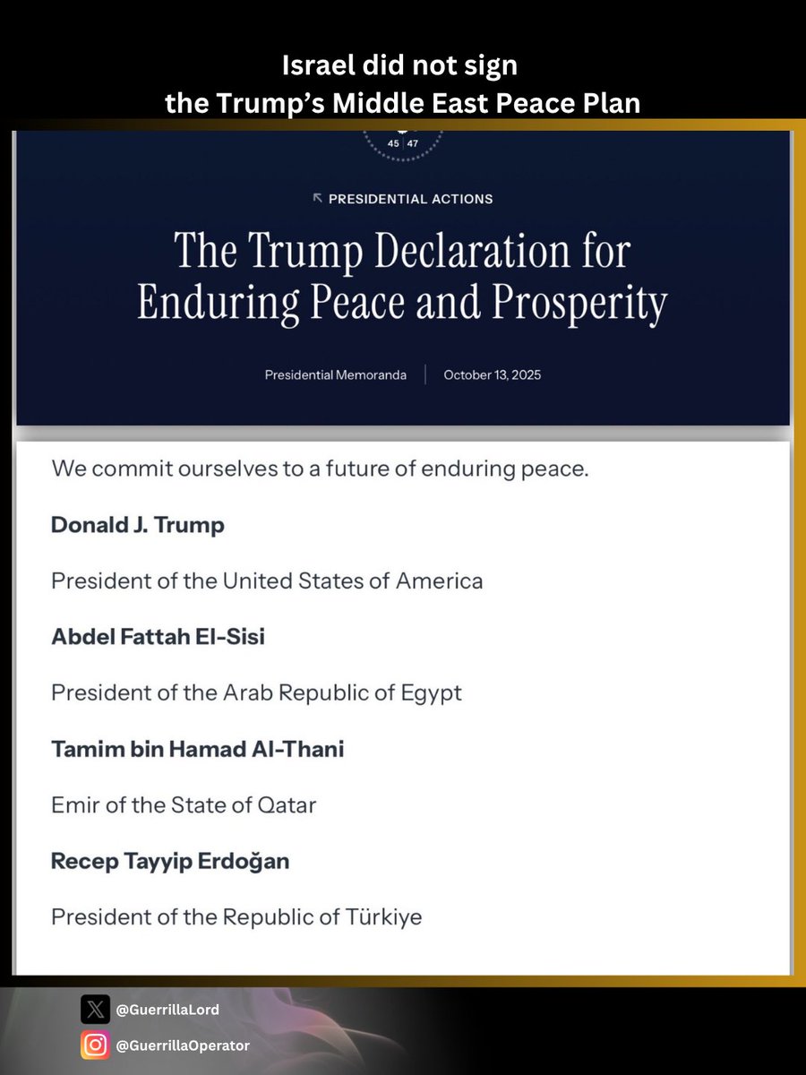 Israel DID NOT sign this agreement. Influencers are omitting info to run cover for Trump.