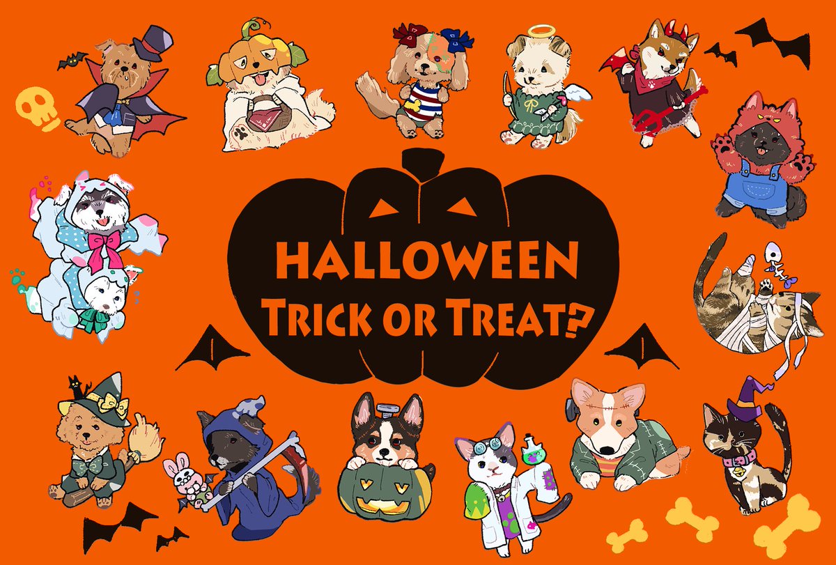 募集した子たちを仮装させてみました〜🎃🦇🕸
ハロウィンには早いですが、待ちきれないので……！！