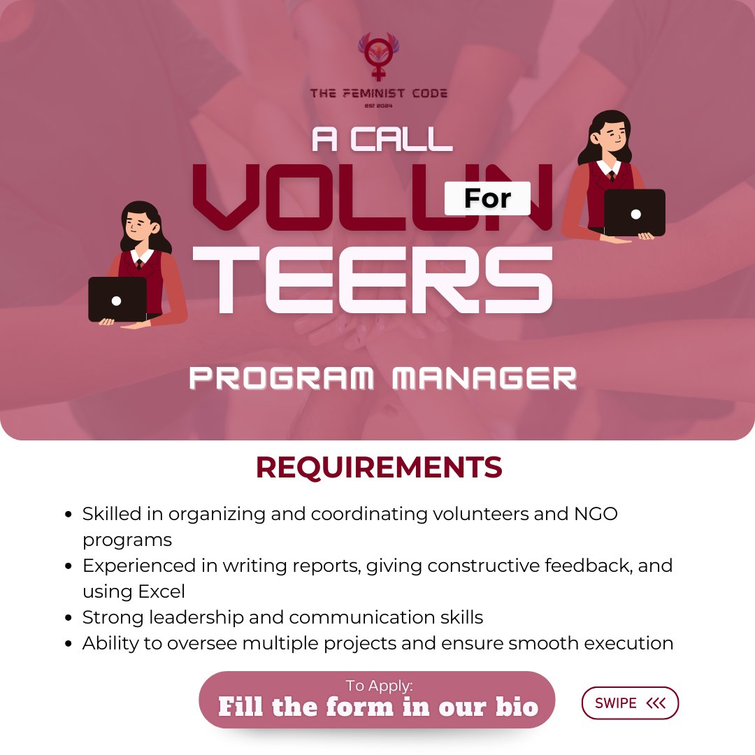 TheFeministcode's tweet image. 📩 All inquiries: admin@feministcode.com
💪🏽 Together, let’s uplift women & girls everywhere!
#TheFeministCode #VolunteerWithImpact #GirlsSupportingGirls