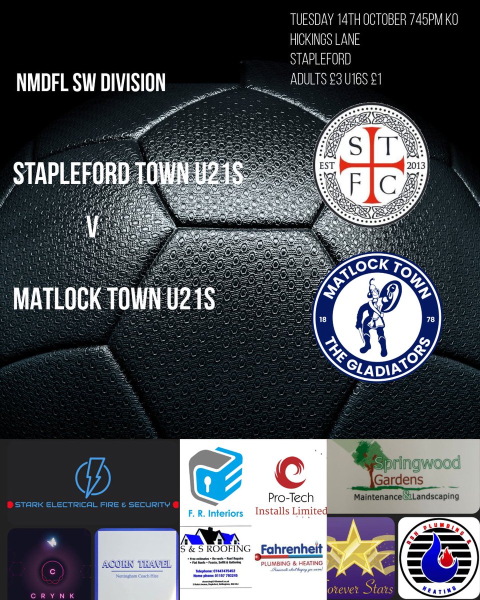 Game day 😀,as we face another tough test against Matlock Town , any support for the lads will be welcome ! £3 adults £1 u16s
#UTS 🔴⚫🔴