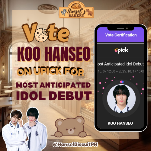 HanselBiscuitPH's tweet photo. [UPICK]

Hello, Biscuits and Pochitchidans, vote for Koo Hanseo for 'Most Anticipated IDOL DEBUT'.

🗓️: October 17, 3PM KST
🔗: https://t.co/QmjuquUVUt

#KOOHANSEO #HANSEO #구한서 https://t.co/NU7iemwVyM