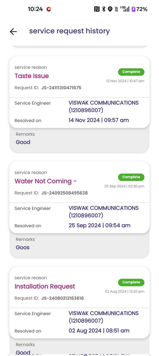 sgmorisetti's tweet photo. @LivpureSmart  @Livpure_India  been almost 3 days since I raised a service request. Still no one turned up. The issue with RO is happening every 15-20 days. Requested to change the RO to new one still no update Posting the srvc htry risd within the last 6 mnts still the same https://t.co/BphdrV7IDp
