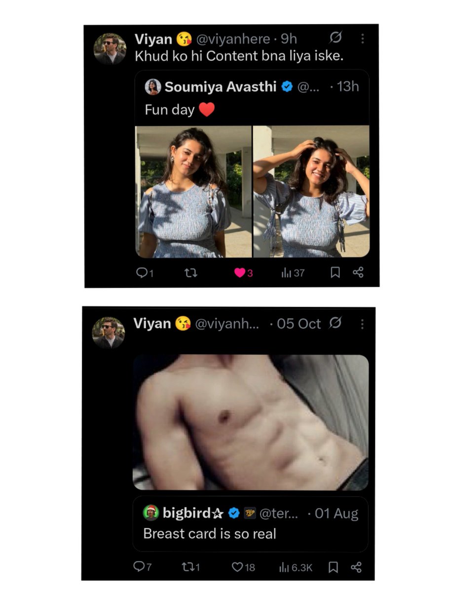 "Ah, I see... 'Content' is only a problem when it's female-coded. When it's male-coded, it's just 'flexing.' Got it." 👍🏻
First of all, The 'Kudos to her for using her platform' starter pack includes this guy: he defames women for posting their bodies as 'content,' while it's not