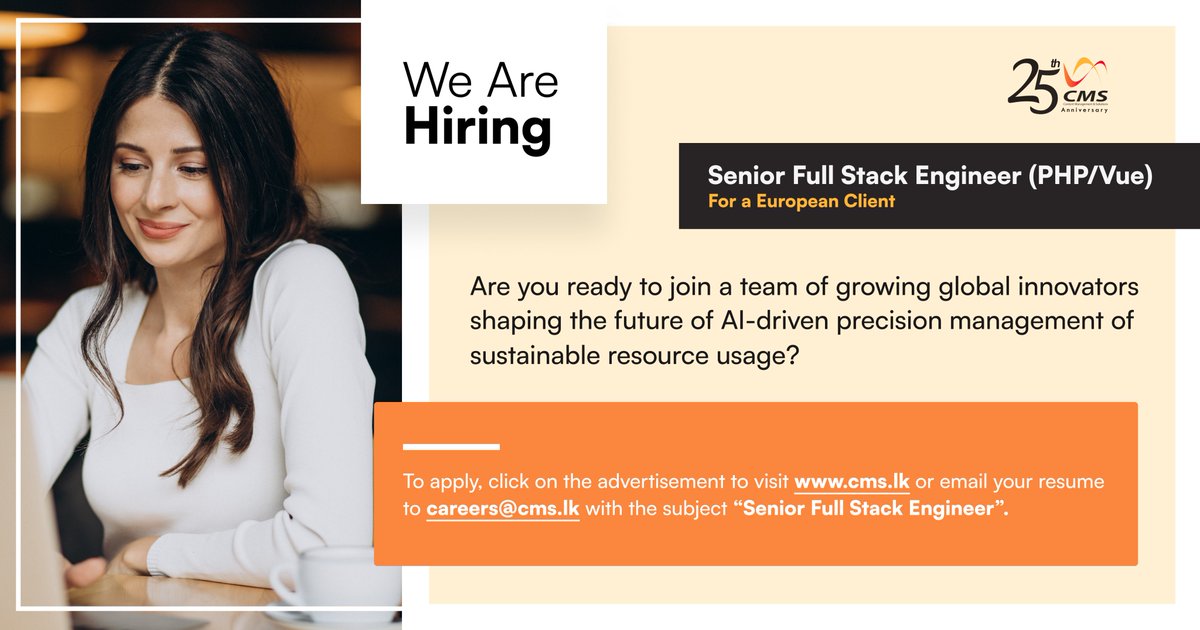 cms_lk's tweet image. Are you ready to join a team of growing global innovators shaping the future of AI-driven precision management of sustainable resource usage?
cms.lk/careers/senior…
#fullstack #php #laravel #vue #mysql #coreui